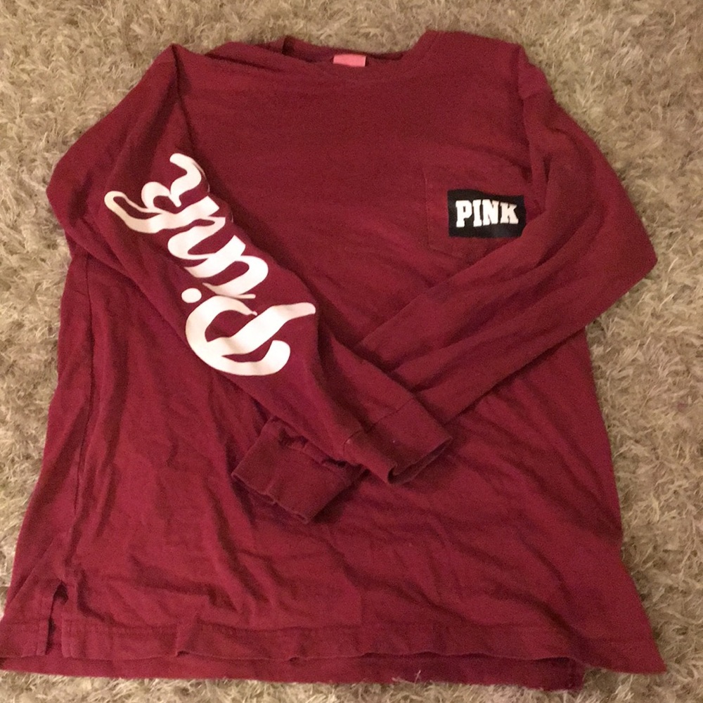 VS PINK maroon long sleeve shirt